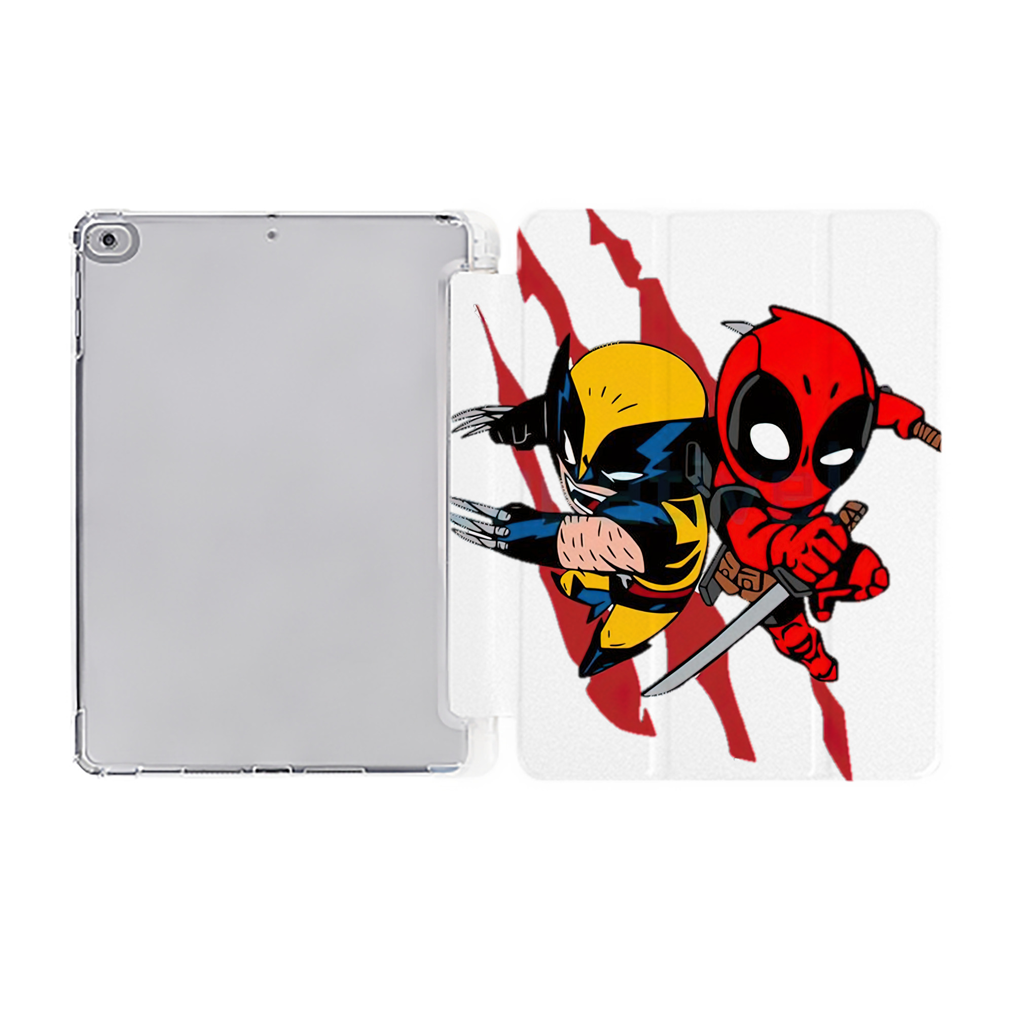 （画像用） Deadpool デッドプール IPad ケース ペン収納付き 三つ折りスタンド PUレザー×シリコン 対応機種9.5/10.5/10.9インチ